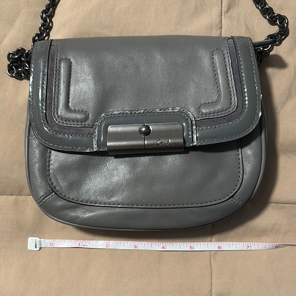 Coach Gray Leather Crossbody with Chain Strap